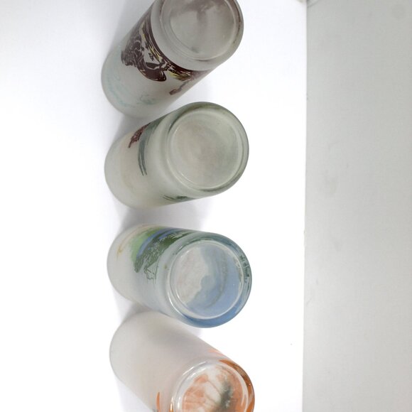 Vintage Retro MCM Set pf 4 Blake Lively Frosted Souvenir High Ball Glasses - Picture 6 of 14